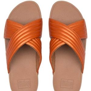 Amber Ash Lulu Lattice padded slides